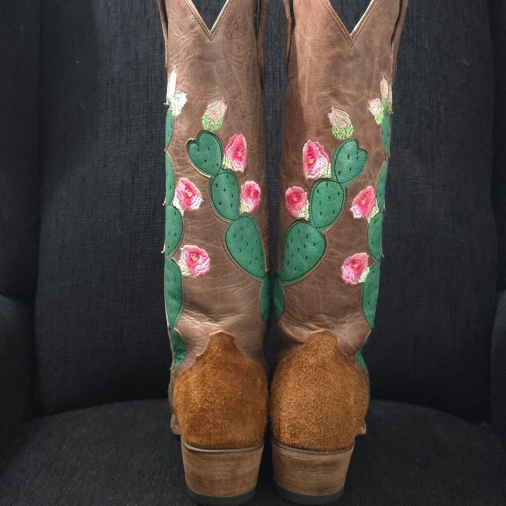 Junk Gypsy by Lane Hard to Handle Cactus Flower Snip Toe Boots- Size 7 1/2 - Picture 4 of 16